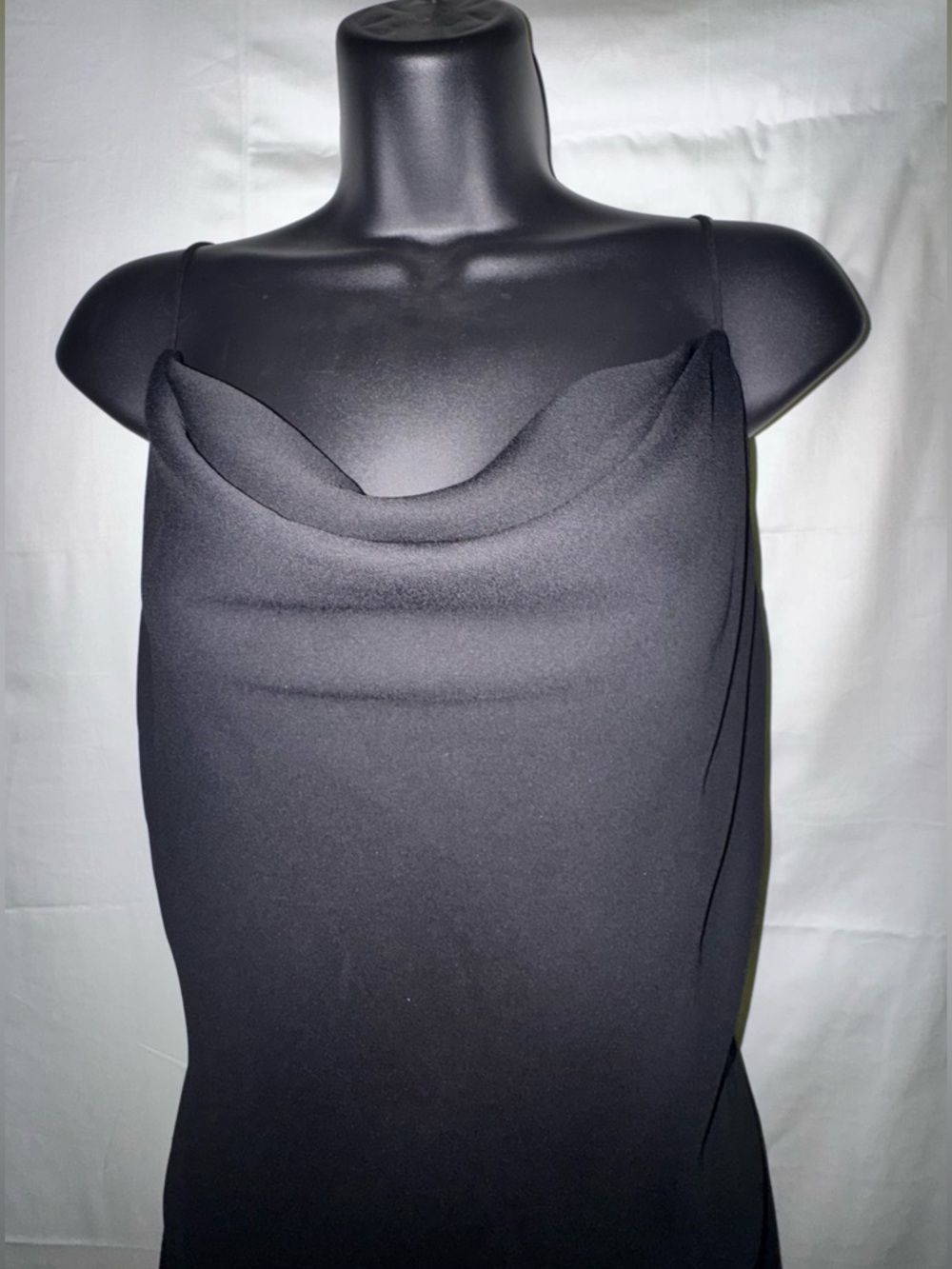 Vintage 90s cowl neck midi black dress